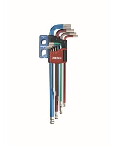 JEU DE 9 CLES MALES 6 PANS TETE SPHERIQUE + MAGNETISEUR - HEXEL CMX9